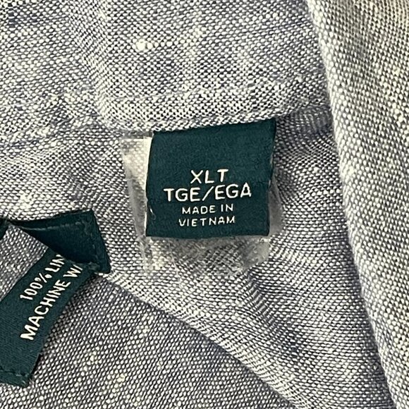 Perry Ellis Short Sleeve Shirt 100% Linen Blue SIZE XLT SEE DESCRIPTION.. - Picture 9 of 11